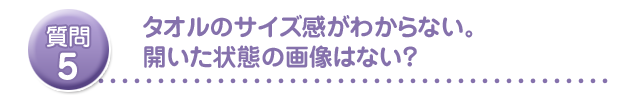タオルのサイズ感がわからない。開いた状態の画像はない?