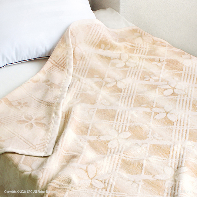 大自然本舗～桜格子～　肌にやさしい自然色の綿毛布　No.100　割引き商品