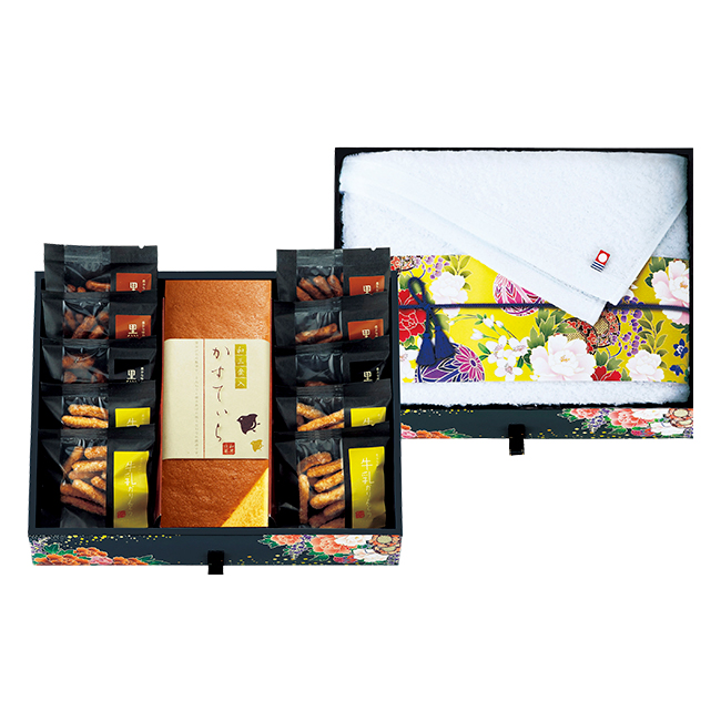 匠菴謹製　ミニたんす御進物　「ほまれ」かすてぃら＆今治産たおる　No.60｜特選ギフト｜