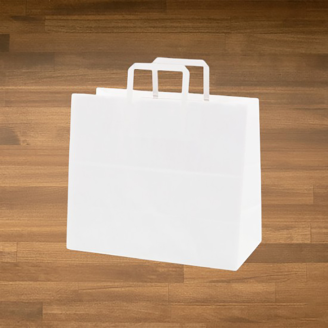 手提げ紙袋　白無地（32-7平手)　【32×16×H28cm】