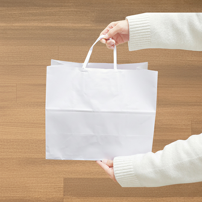 手提げ紙袋　白無地（32-7平手)　【32×16×H28cm】