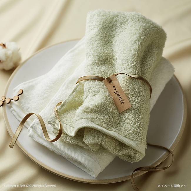 アンシャンテオーガニック　フェイスタオル・タオルハンカチ2Pセット　No.25　（アイスグリーン）　割引き商品