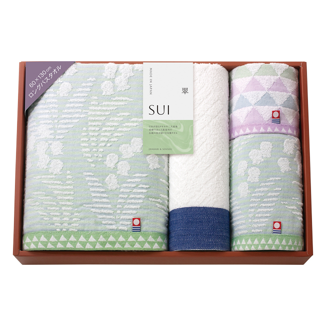 SUI-翠-　今治・泉州　バスタオル・フェイスタオル2P・タオルハンカチセット　No.50　40％OFF