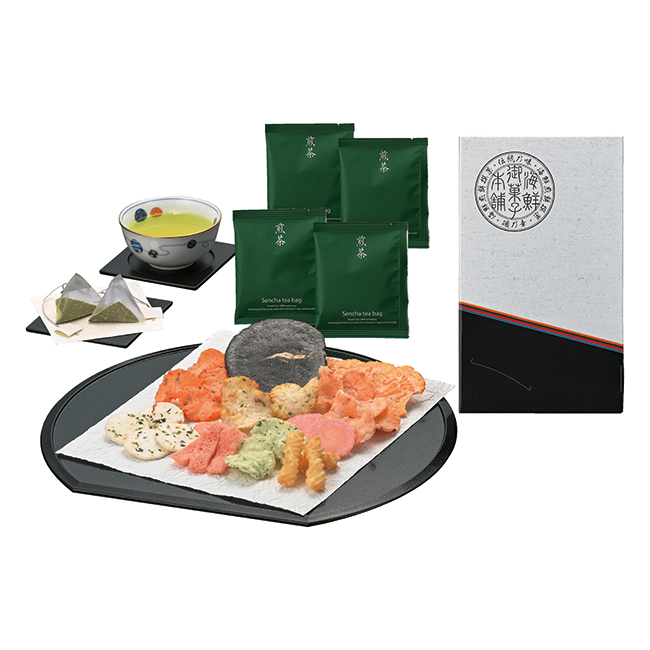 海老海鮮撰菓と煎茶詰合せ　No.10 | 初盆・新盆のお返し 割引き商品 （返：3割）
